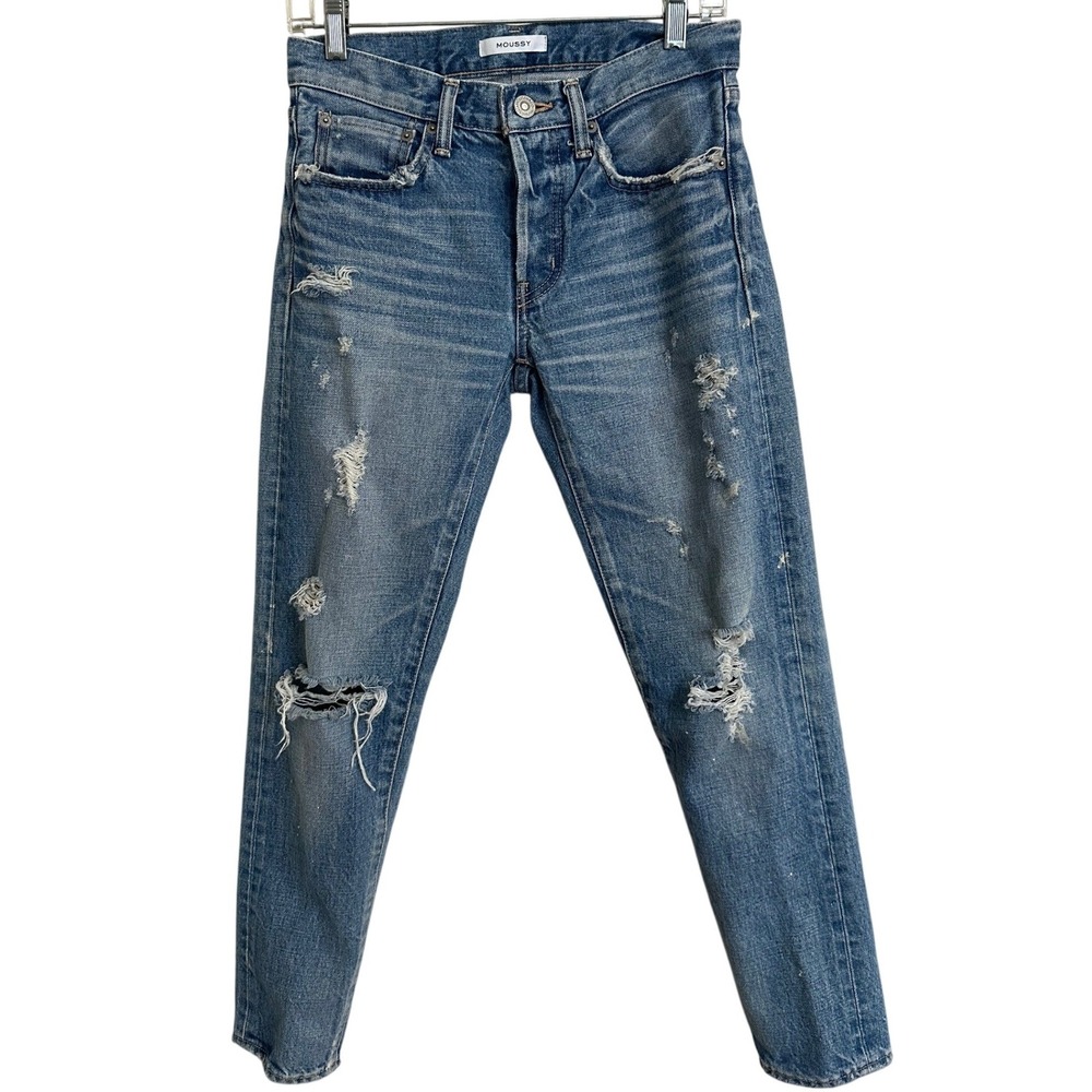 Moussy Vintage‎ Distressed Light Wash Slim Jeans 25 Indie Sleaze
